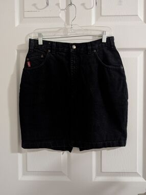Vintage Cobra Jeans Black Denim Skirt  Rigid Cotton 90s Minimalist Y2K Utility L